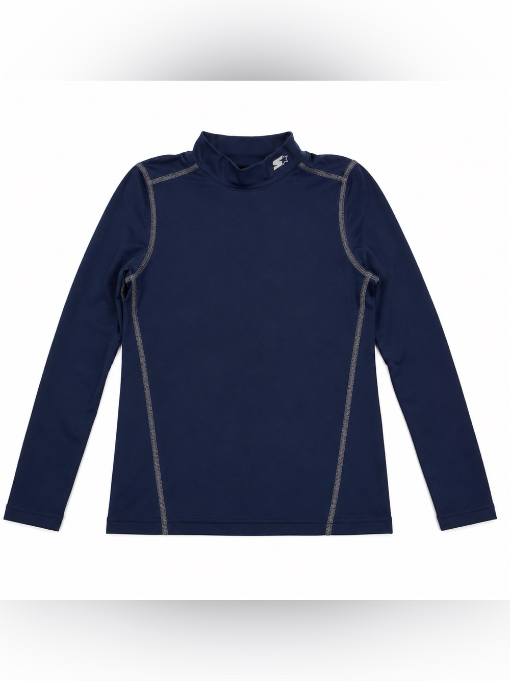 Starter Youth XS Compression Shirt Navy Blue Mock Neck Athletic Performance Long